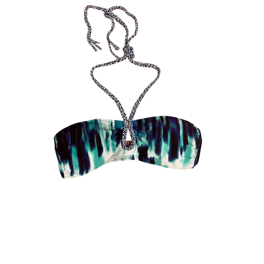 Seekers Australia Bikini‎ Top Womens 6 Blue Teal Good Abstract Halter Bandeau